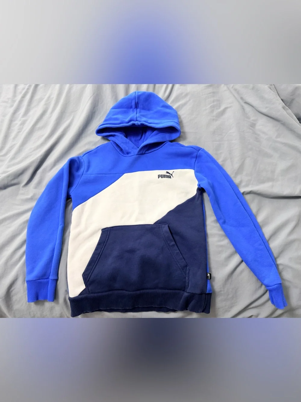 Puma Kid's Royal Blue Navy and White Colorblock Hoodie